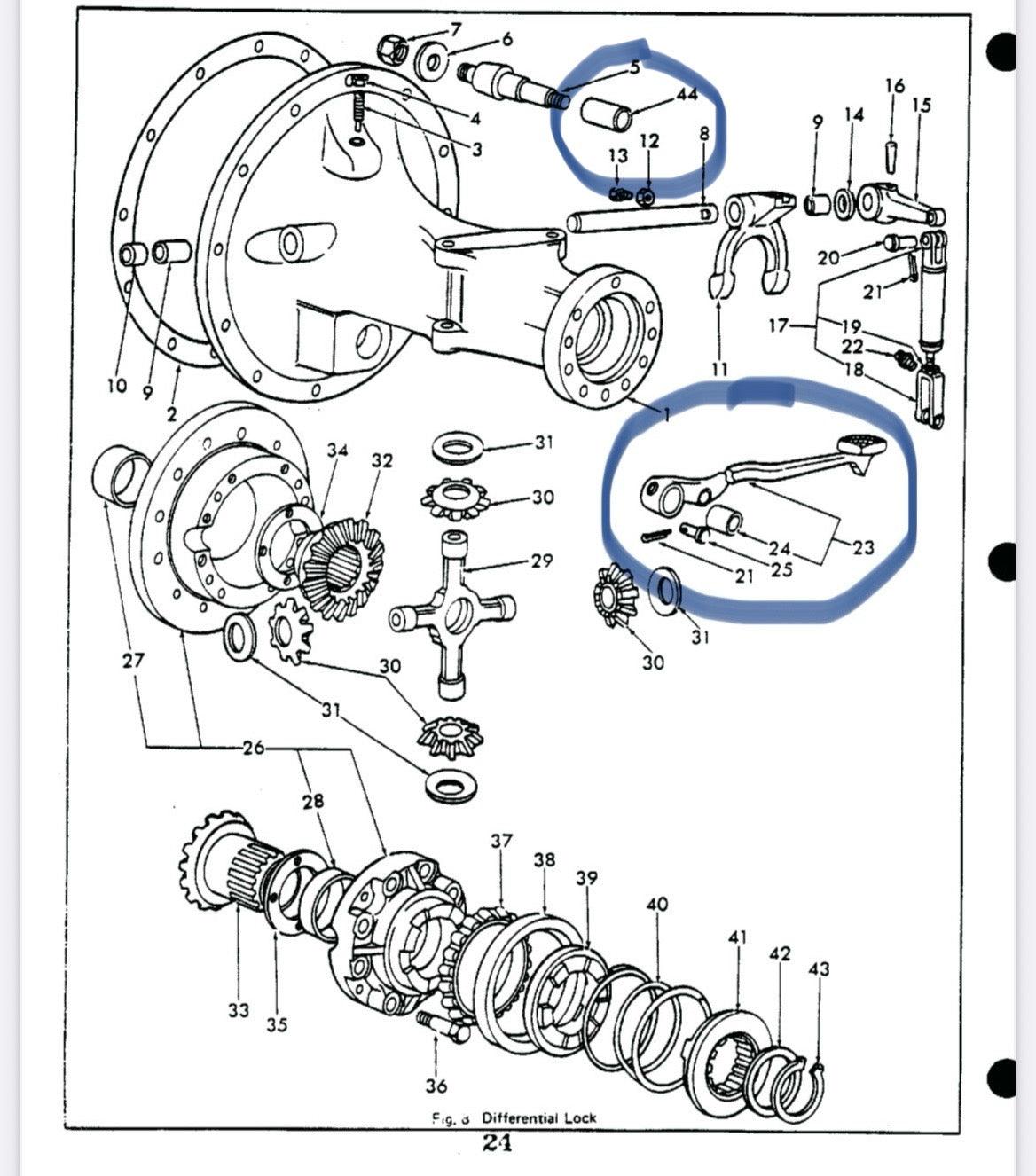 Diff lock pedal sleeve, bush & clevis pin kit